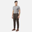Men's Dark Grey Slim Fit Casual Trousers, गहरा ग्रे, small