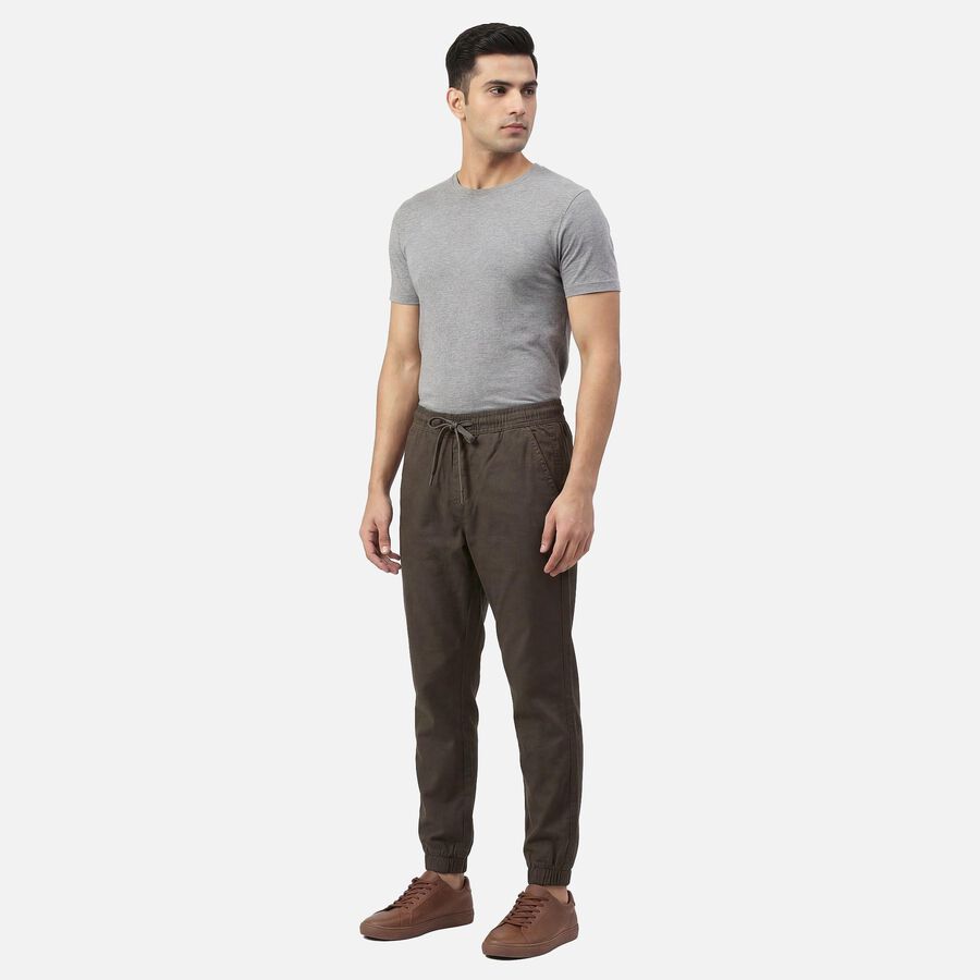 Men's Dark Grey Slim Fit Casual Trousers, गहरा ग्रे, large