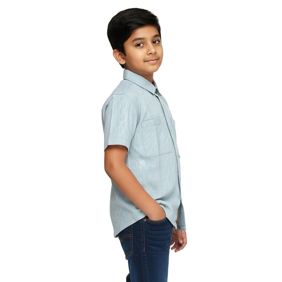 Boys' 100% Cotton Casual Shirt, Light Green, large image number null
