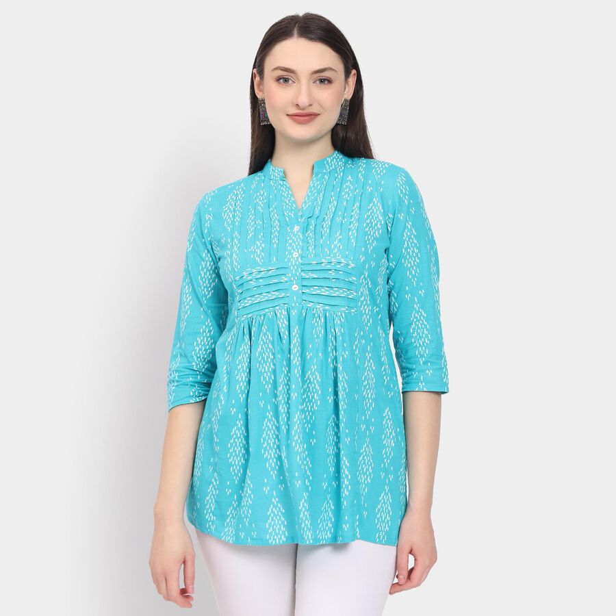 Ladies' 100% Cotton Kurta, टील ब्लू, large image number null