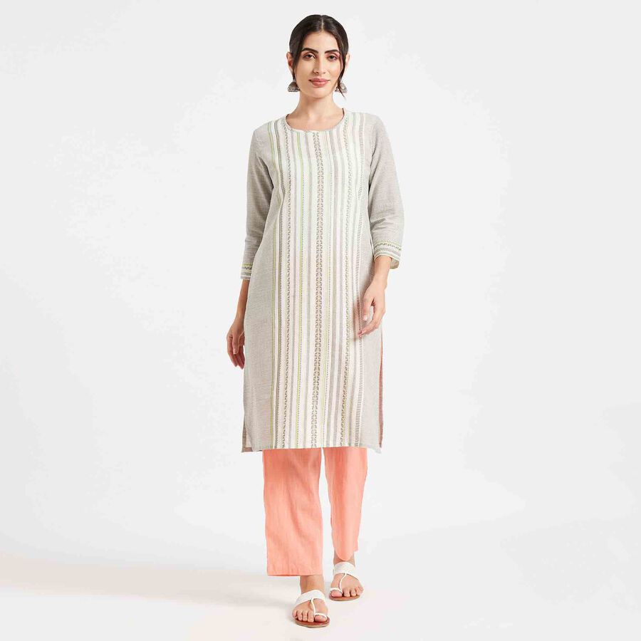 Printed Kurta, Off White, large image number null