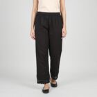 Women's Black Regular Fit Embroidered Palazzos, काला, small