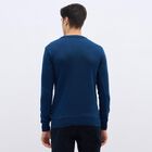 Men's Deep Navy Blue Crew Neck Solid Pullover, Teal Blue, small image number null