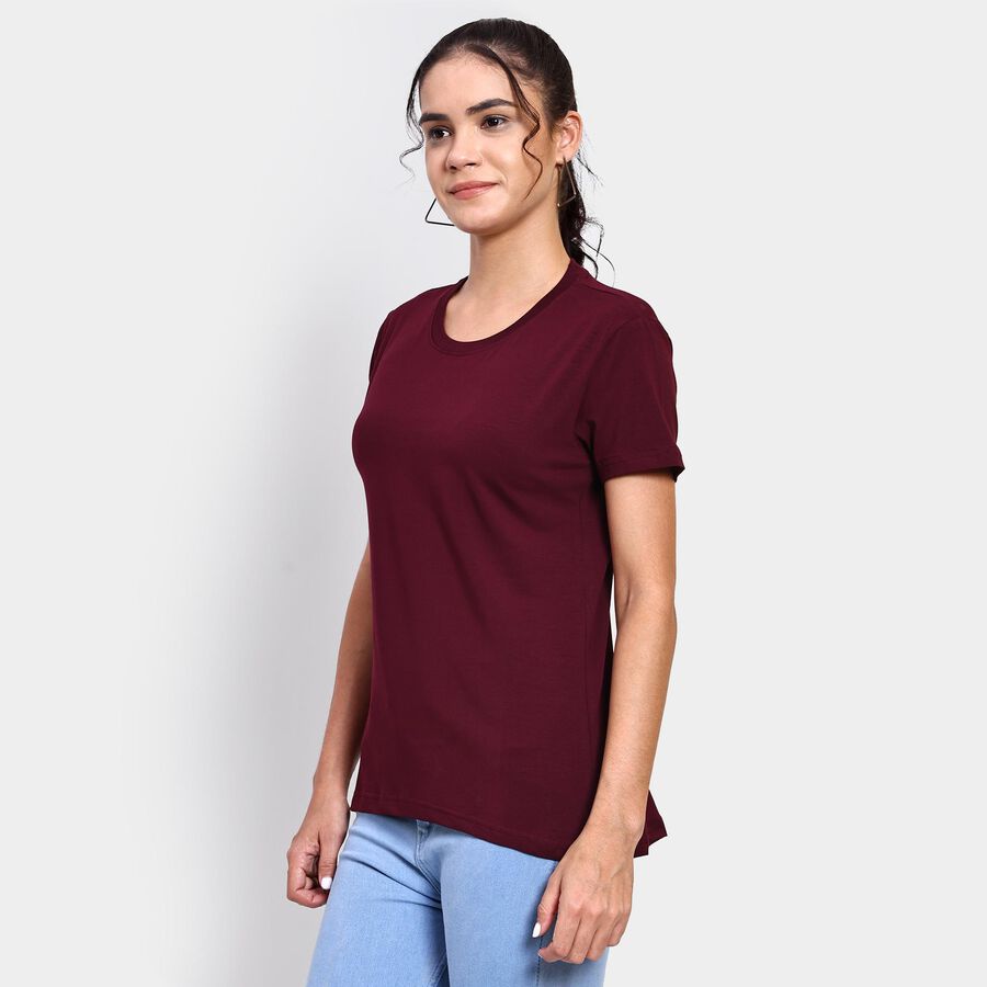 Ladies' Round Neck T-Shirt , Wine, large image number null