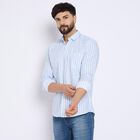 Men's 100% Cotton Casual Shirt , Light Blue, small