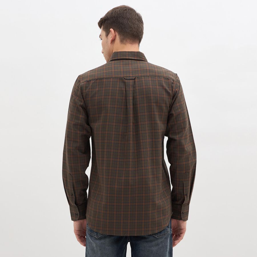 Men's Olive Green Cotton Button Down Casual Shirt, ओलिव, large image number null