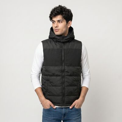 Men's Black Hooded Puffer Jacket