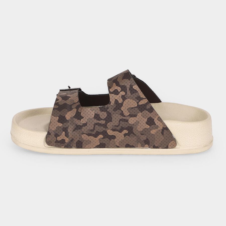 Girls' Olive Green Buckle Strap Sliders, Olive, large