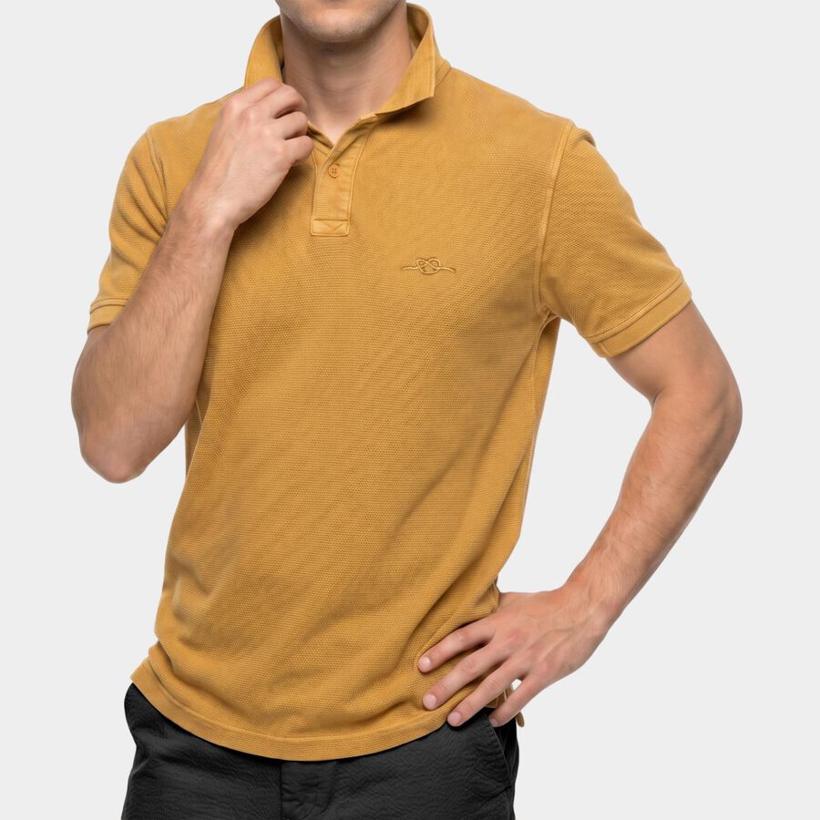 Men's Yellow Polo Neck Polo T-Shirt, पीला, large