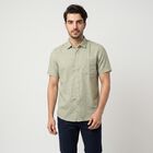 Men's Sage Green Spread Collar Shirt, Light Green, small