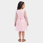 Girls' Pink Fit and Flare Embroidered Party Wear Frock, Light Pink, small