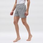 Men's Black and White Checkered Relaxed Fit Boxers, Dark Grey, small image number null