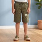 Boys' Olive Green Regular Fit Jamaican Shorts, Olive, small