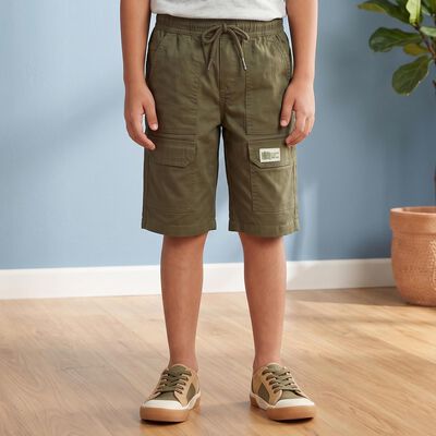 Boys' Olive Green Regular Fit Jamaican Shorts