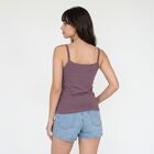 Women's Purple Cotton Scoop Neck Camisole Slip, बैंगनी, small