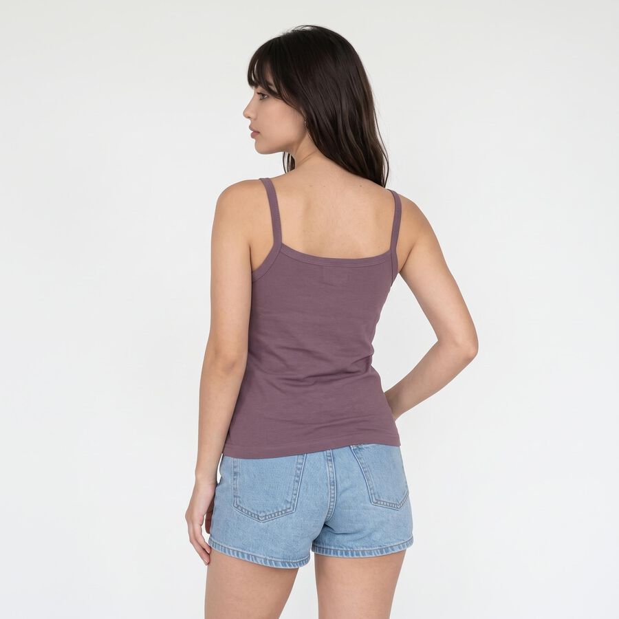 Women's Purple Cotton Scoop Neck Camisole Slip, बैंगनी, large