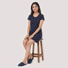 Women's Navy Blue Round Neck T-Shirt Style Nighty, Navy Blue, small