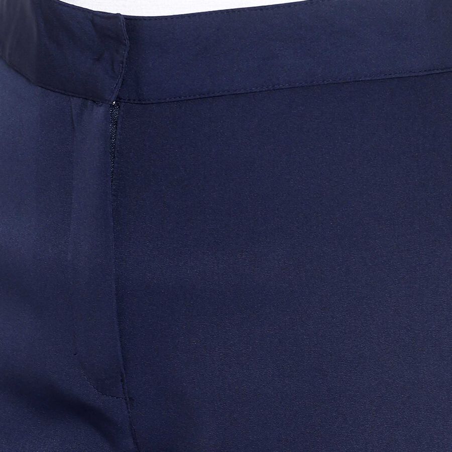 Solid High Rise Trousers, Navy Blue, large image number null