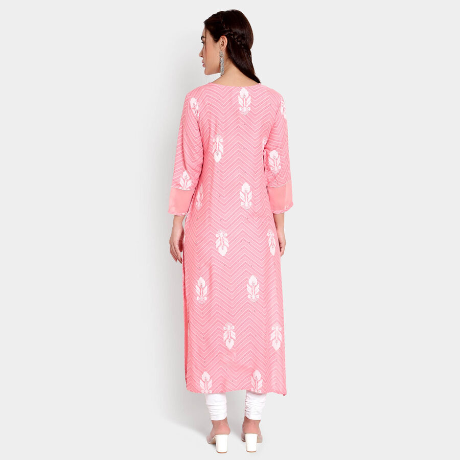 Solid Bell Sleeves Kurta, Light Pink, large image number null
