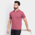 Men's Collared Half Sleeves T-Shirt , गुलाबी, small image number null