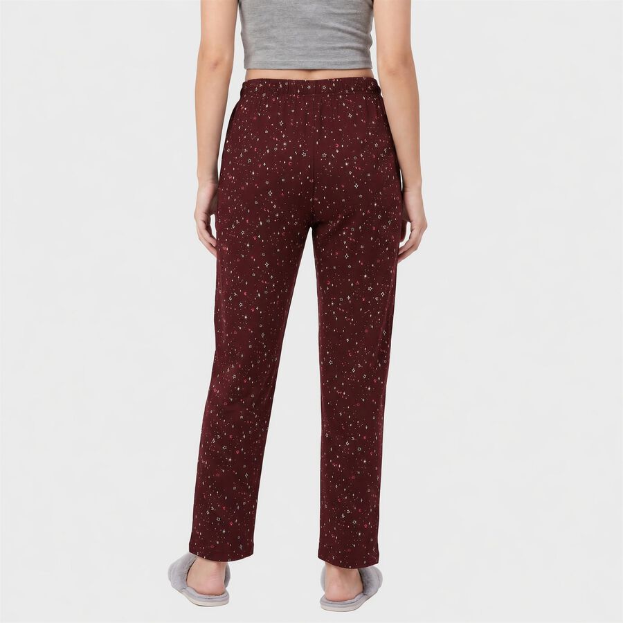 Women's Wine Straight Fit Printed Elastic Waist Pyjama, Wine, large