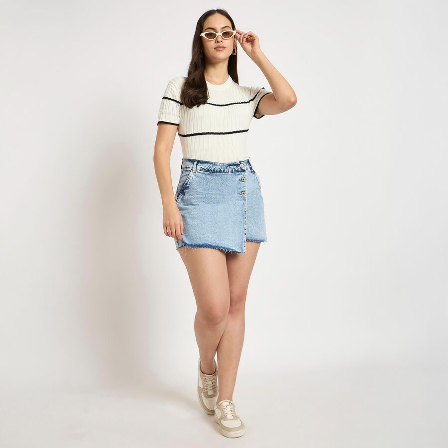 Ladies' 100% Cotton Crop  Top, सफ़ेद, large image number null