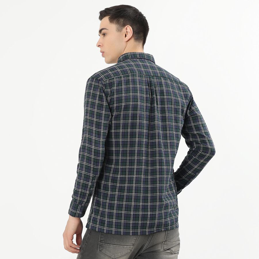 Men's Dark Green Cotton Spread Collar Casual Shirt, गहरा हरा, large image number null