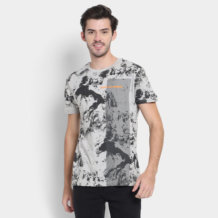 Men's 100% Cotton Round Neck Half Sleeves T-Shirt, गहरा ग्रे, large image number null