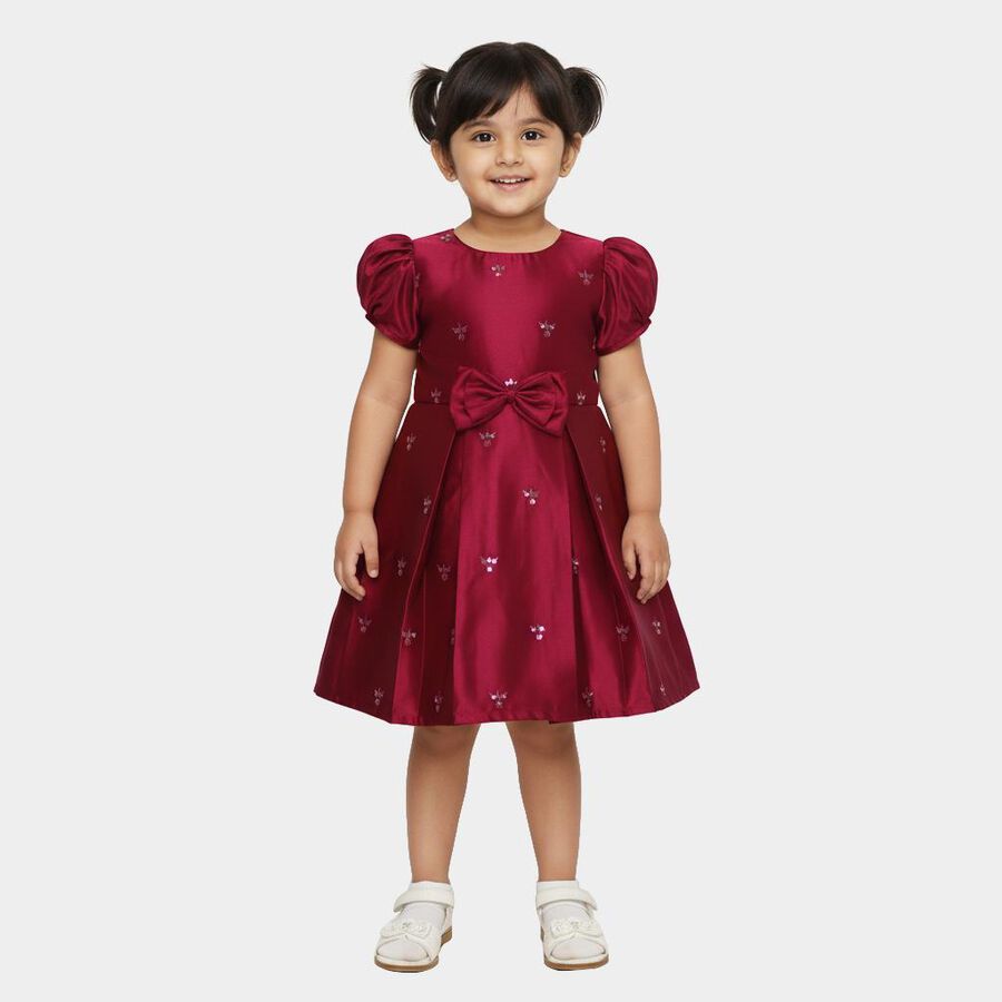 Girls' Frock, वाइन, large image number null