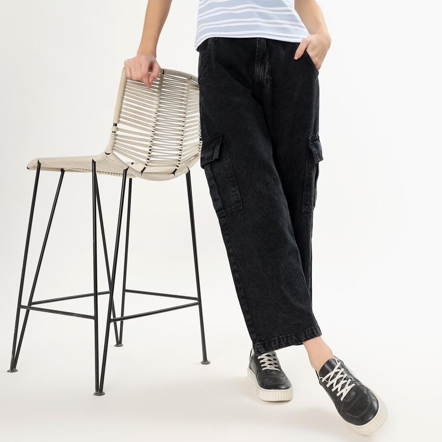 Women's Muted Indigo Slim Fit High Waist Jeans, Black, large