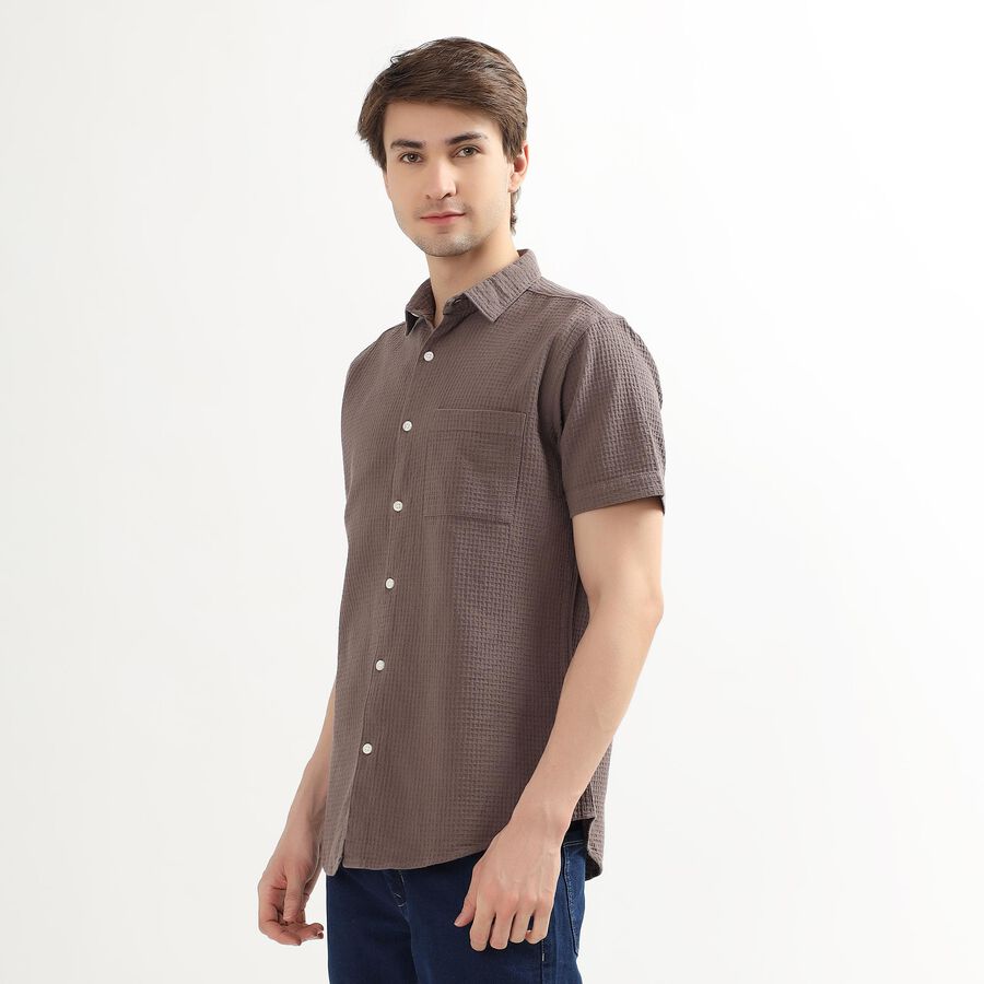 Men's Muted Brown Cotton Classic Casual Shirt, Brown, large image number null