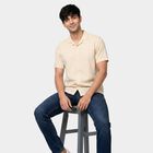 Men's Beige Cotton Casual Shirt, गहरा पीला, small