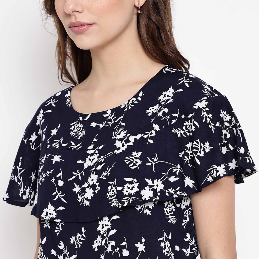 Printed Top, Navy Blue, large image number null
