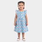 Girls' Light Blue Floral Printed Fit and Flare Frock, Light Blue, small
