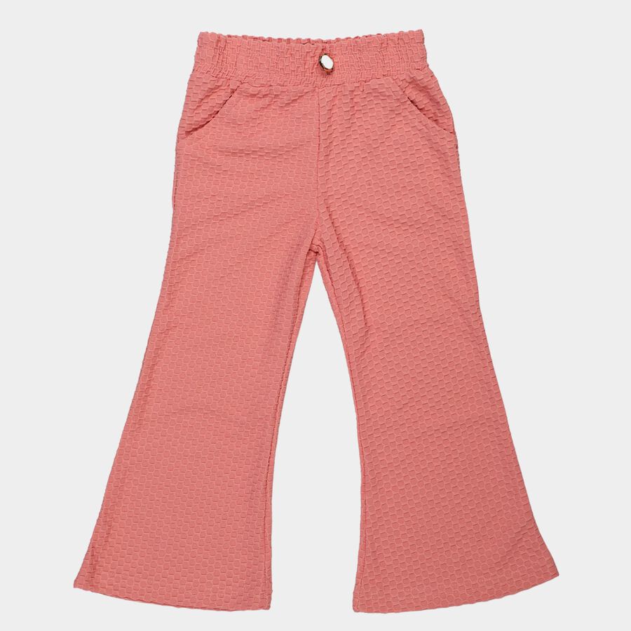 Girls Pink Wide Leg Textured Trousers, Pink, large