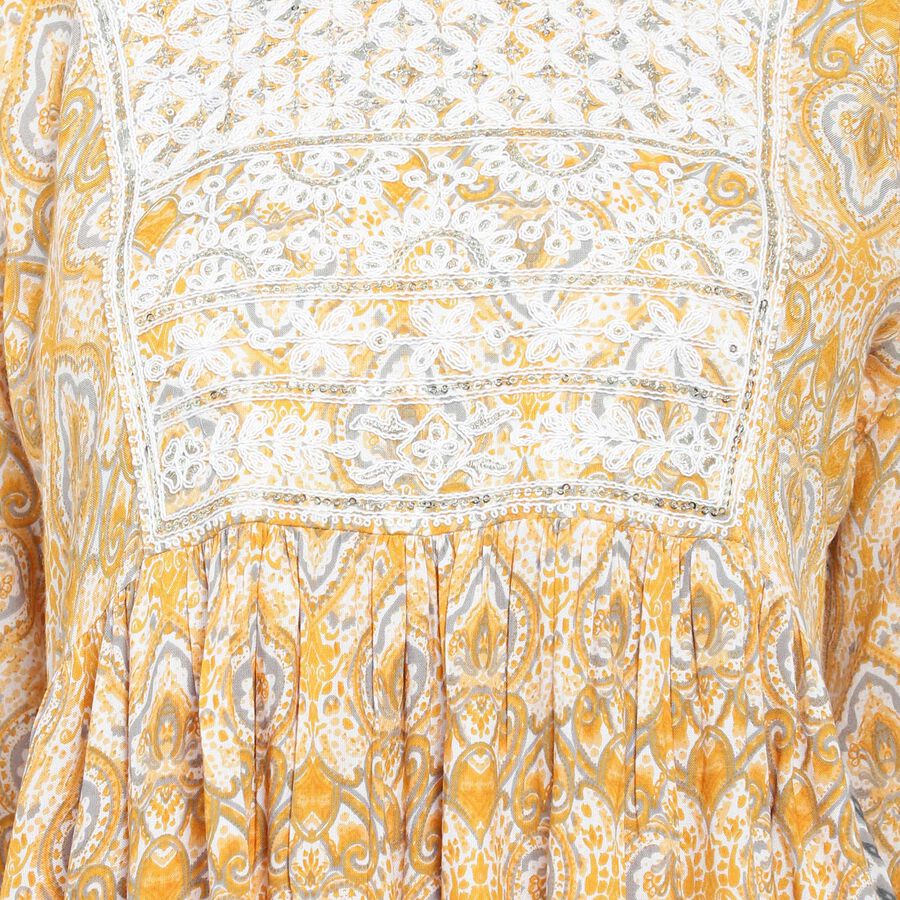 Embroidered Straight Kurta, Yellow, large image number null