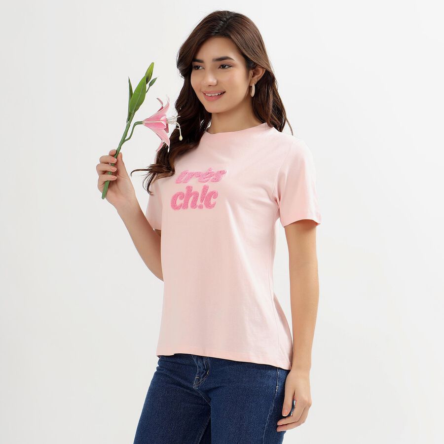 Ladies' Round Neck T-Shirt, Light Pink, large image number null