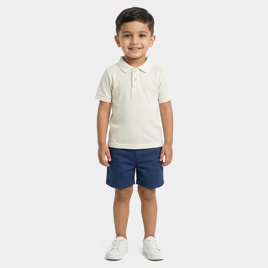 Boys Off-White Polo Neck Casual T-Shirt, Off White, large
