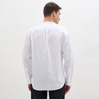 Men's Snow White Cotton Mandarin Collar Casual Shirt, सफ़ेद, small image number null
