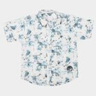 Boys White Printed Collar Shirt, सफ़ेद, small