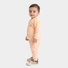 Infants' Peach Round Neck Graphic Print Baba Suit, Peach, small