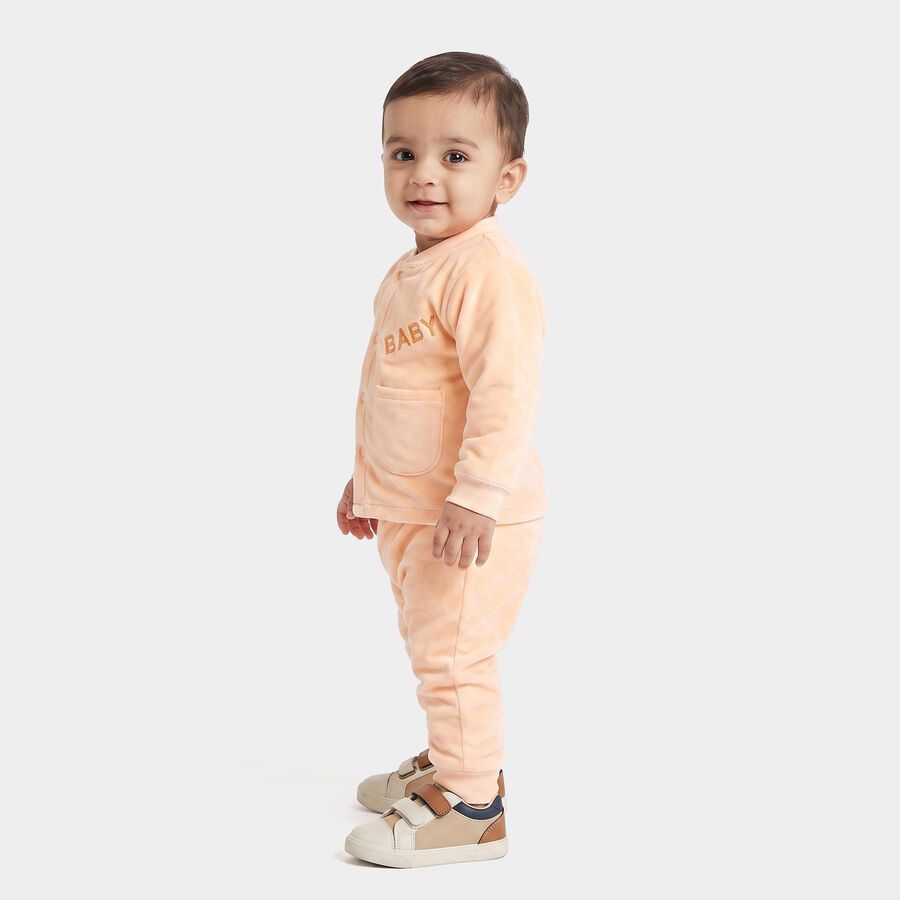 Infants' Peach Round Neck Graphic Print Baba Suit, Peach, large