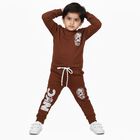 Boys' Rich Chocolate Brown Graphic Printed Pyjama, मरून, small image number null