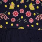 Girls' Deep Midnight Navy Blue Cotton Embroidered Top and Pink Pants Fusion Set, नेवी ब्लू, small image number null