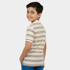 Boys Beige Round Neck Casual T-Shirt, गहरा पीला, small