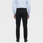 Men's Black Slim Fit Flat-Front Casual Trousers, Black, small