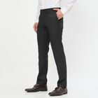 Men's Deep Midnight Black Slim Fit Flat-Front Formal Trousers, Black, small