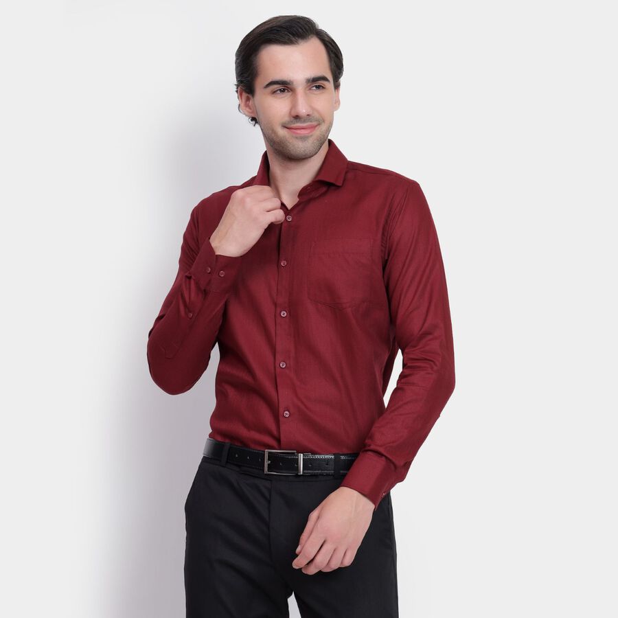 Men's Cotton Formal Shirt, मरून, large image number null