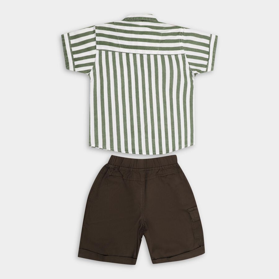 Boys' 100% Cotton Woven Baba Suit, Dark Green, large image number null