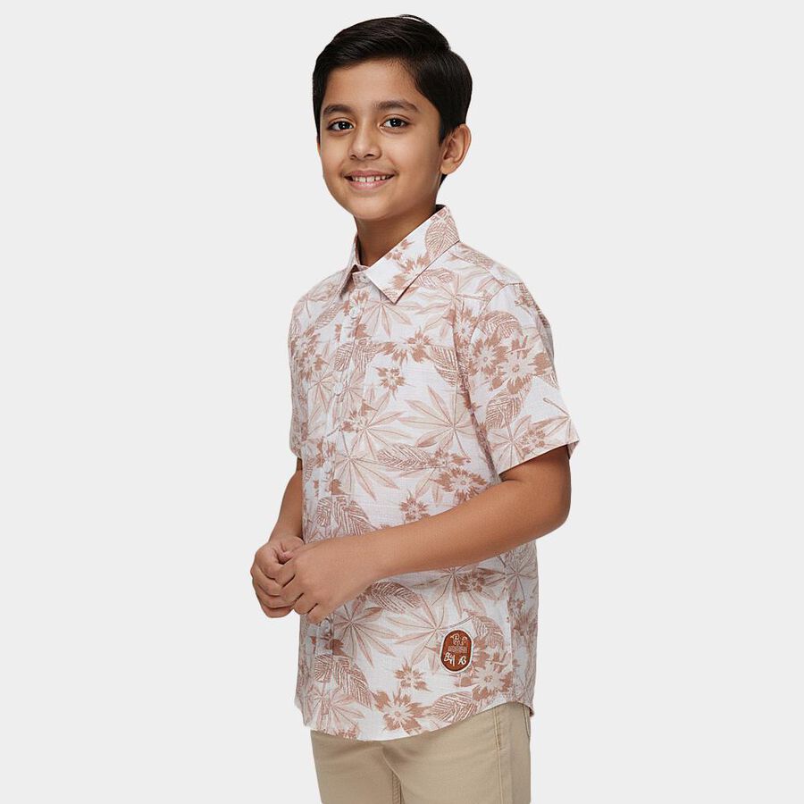 Boys' Rust Cotton Classic Collar Casual Shirt, Rust, large